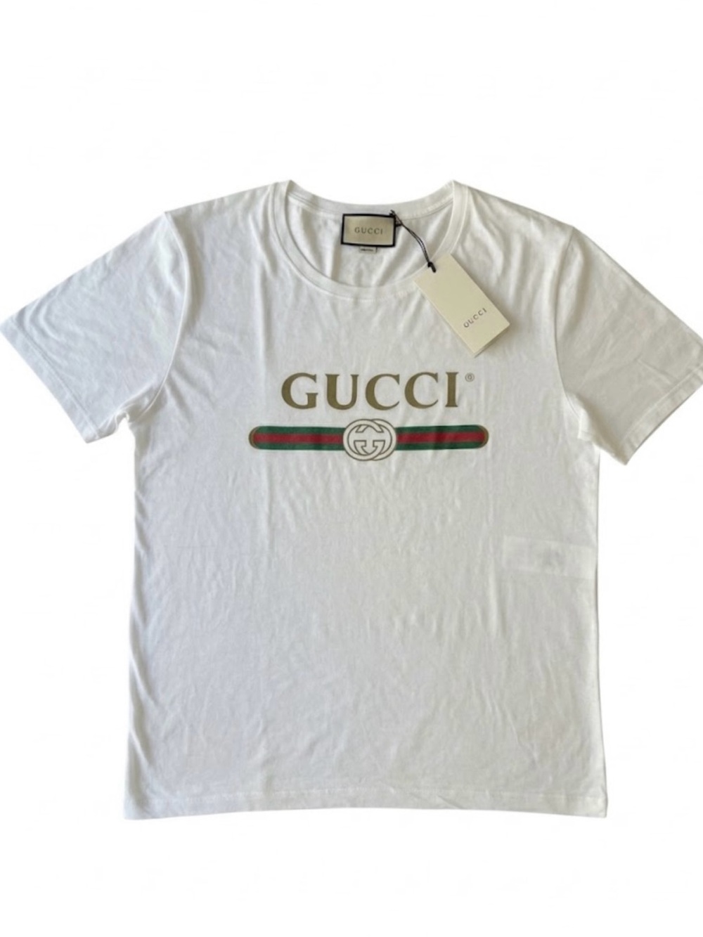 GUCCI Vintage Web Print Logo T-Shirt White XL  NWT 440103 - Picture 2 of 8